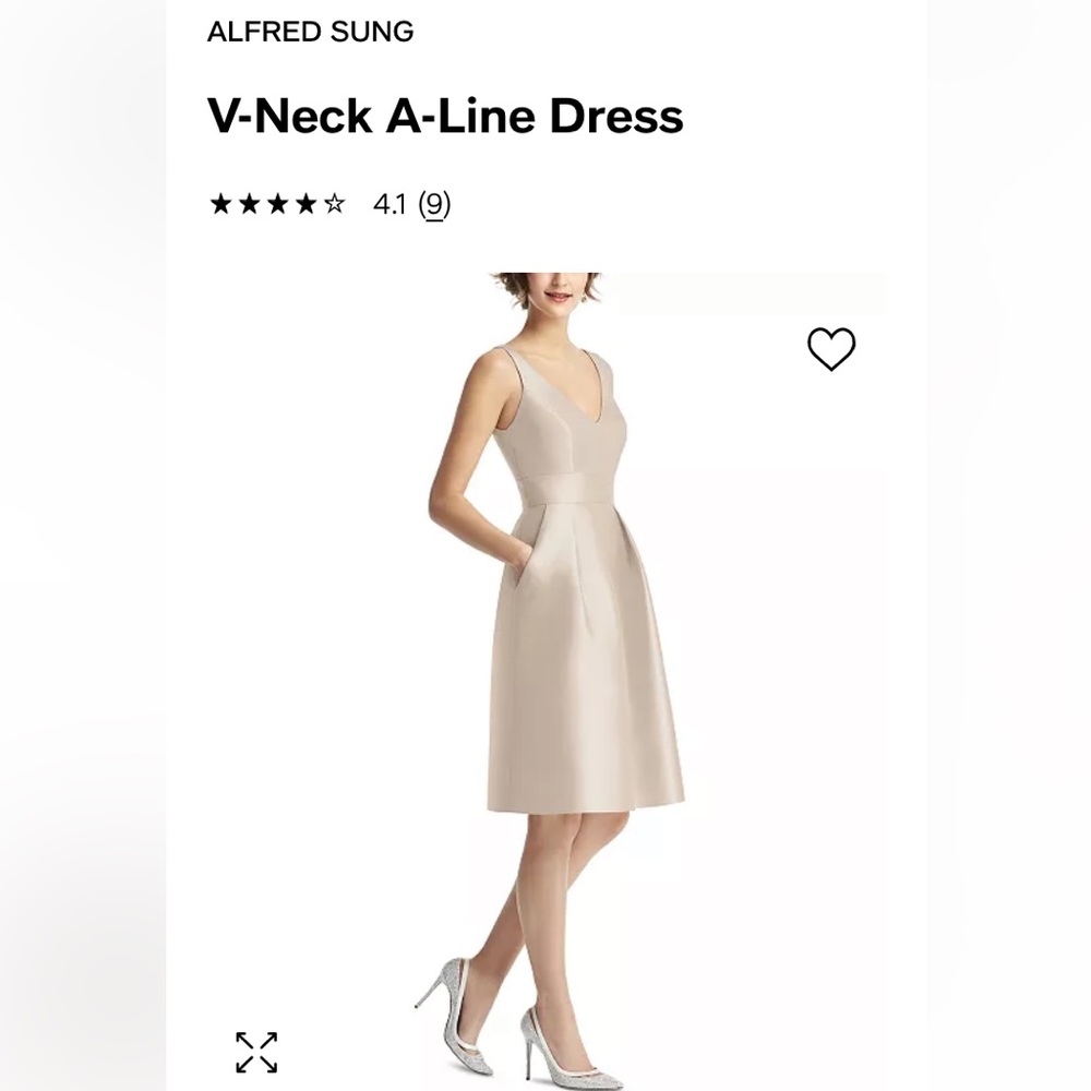 Alfred Sung V-Neck Pleated Skirt Cocktail Dress with Pockets